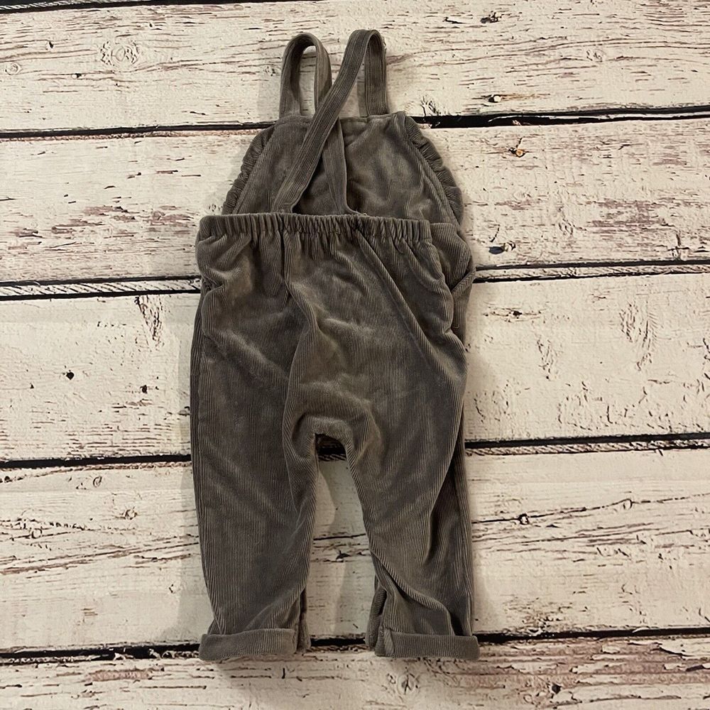 Jessica Simpson Baby Girll‎ Gray Overalls Romper 6-9 Months Buttons Roll Up Hem